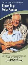 Cover of a Preventing Colon Cancer brochure featuring an elderly couple smiling together.